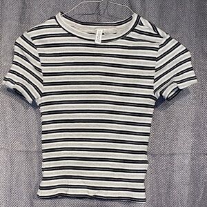 Divided Black and White Striped Kids Tee